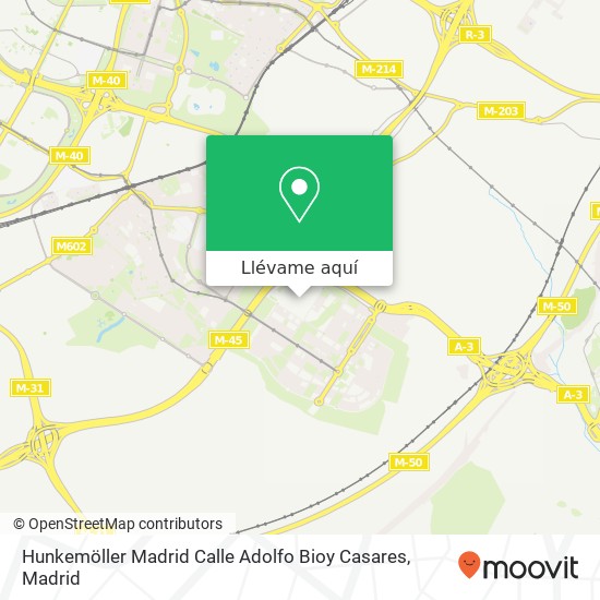 Mapa Hunkemöller Madrid Calle Adolfo Bioy Casares