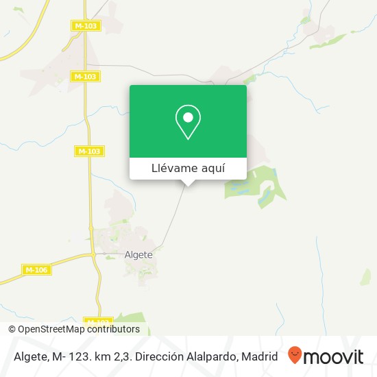Mapa Algete, M- 123. km 2,3. Dirección Alalpardo