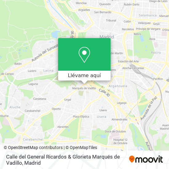 Mapa Calle del General Ricardos & Glorieta Marqués de Vadillo