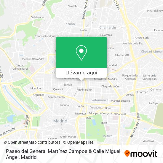 Mapa Paseo del General Martínez Campos & Calle Miguel Ángel