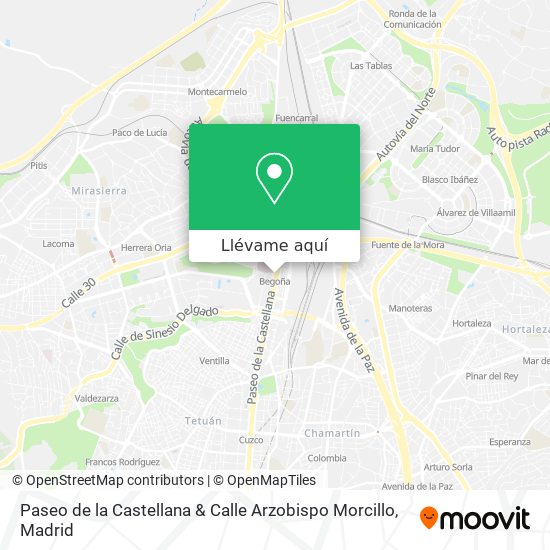 Mapa Paseo de la Castellana & Calle Arzobispo Morcillo