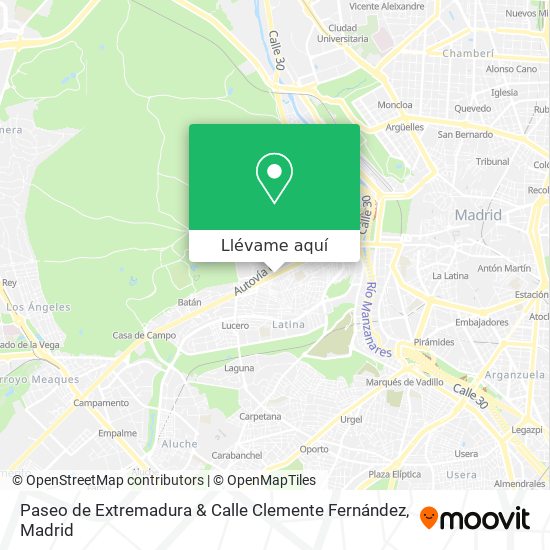 Mapa Paseo de Extremadura & Calle Clemente Fernández