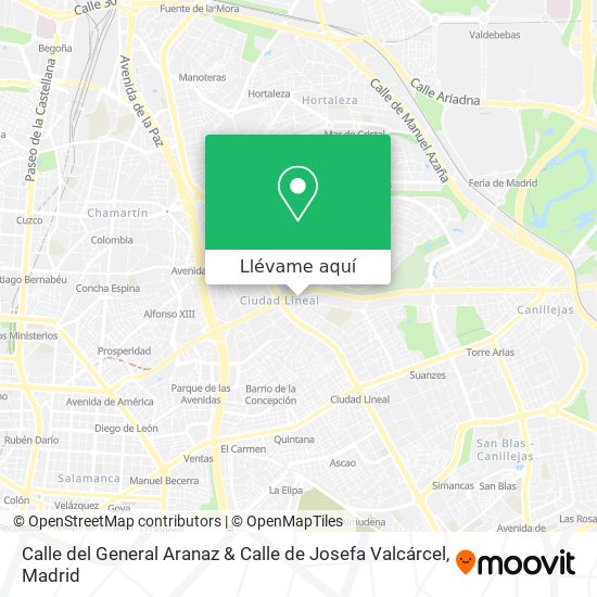 Mapa Calle del General Aranaz & Calle de Josefa Valcárcel