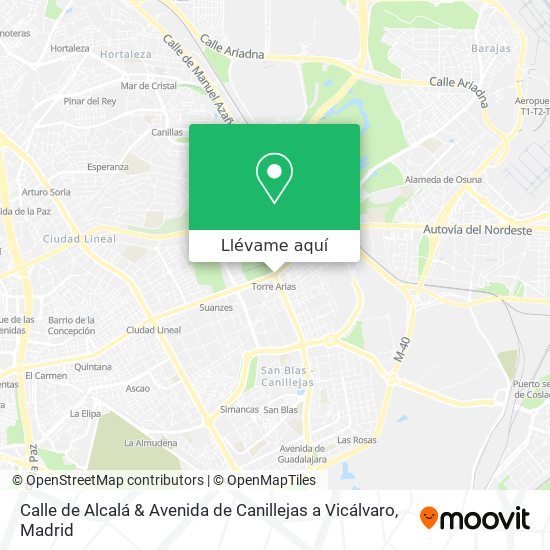 Mapa Calle de Alcalá & Avenida de Canillejas a Vicálvaro