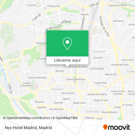 Mapa Nyx Hotel Madrid