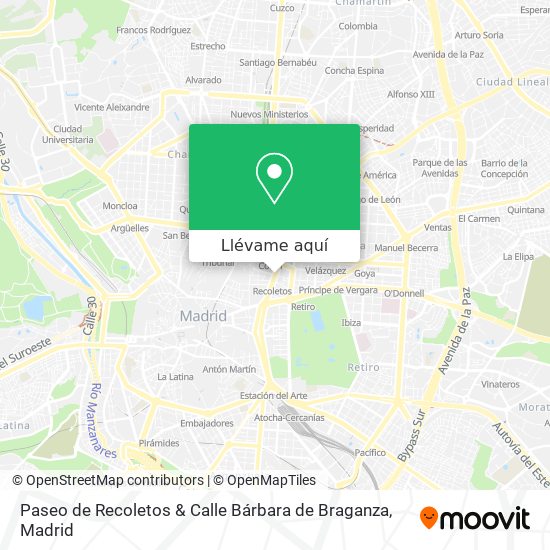 Mapa Paseo de Recoletos & Calle Bárbara de Braganza