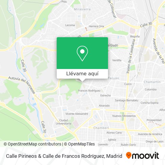 Mapa Calle Pirineos & Calle de Francos Rodríguez