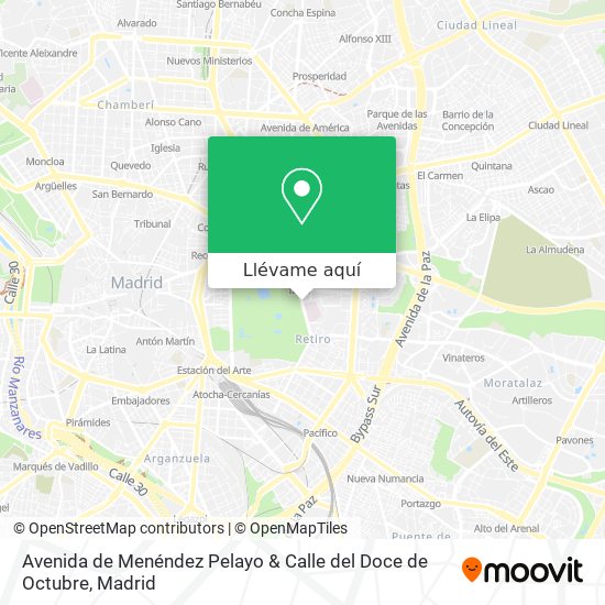 Mapa Avenida de Menéndez Pelayo & Calle del Doce de Octubre