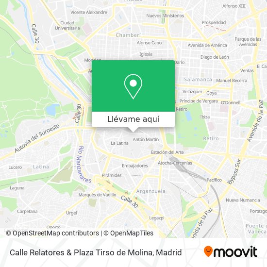 Mapa Calle Relatores & Plaza Tirso de Molina