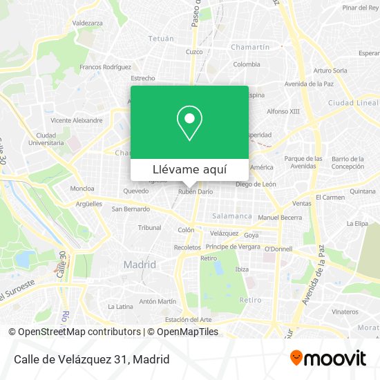 Mapa Calle de Velázquez 31