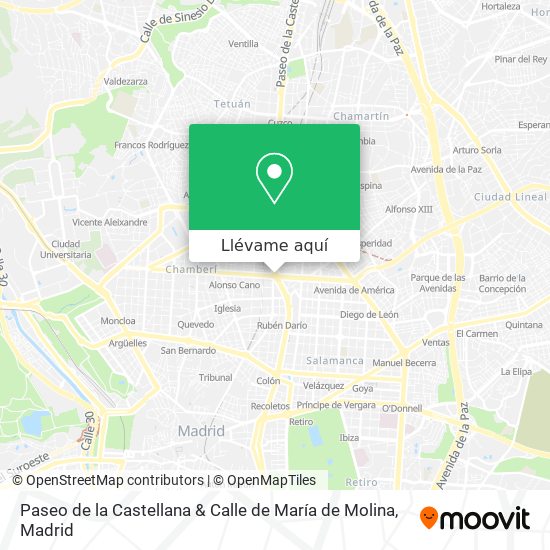 Mapa Paseo de la Castellana & Calle de María de Molina