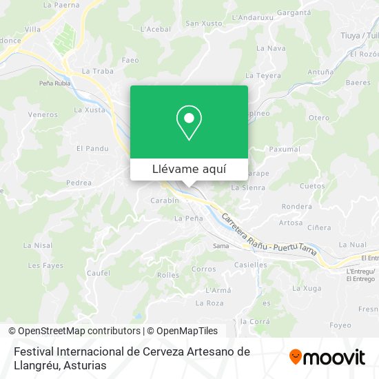 Mapa Festival Internacional de Cerveza Artesano de Llangréu