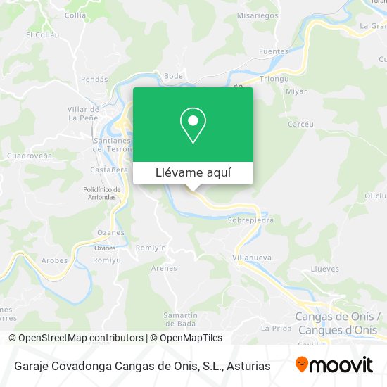 Mapa Garaje Covadonga Cangas de Onis, S.L.