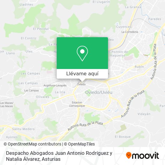 Mapa Despacho Abogados Juan Antonio Rodríguez y Natalia Álvarez