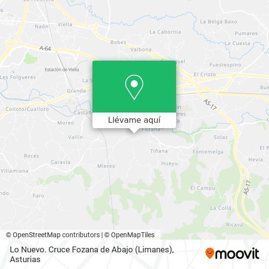 Mapa Lo Nuevo. Cruce Fozana de Abajo (Limanes)