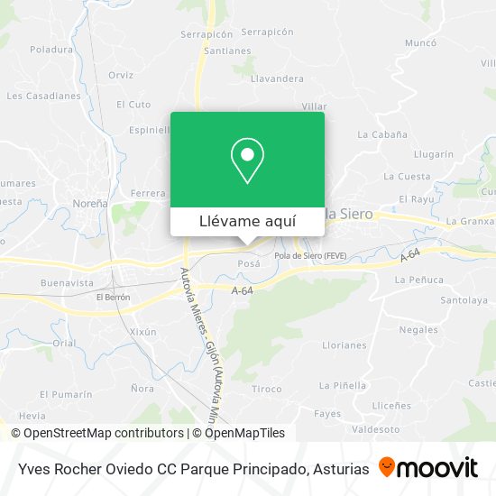 Mapa Yves Rocher Oviedo CC Parque Principado