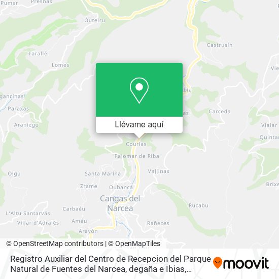 Mapa Registro Auxiliar del Centro de Recepcion del Parque Natural de Fuentes del Narcea, degaña e Ibias