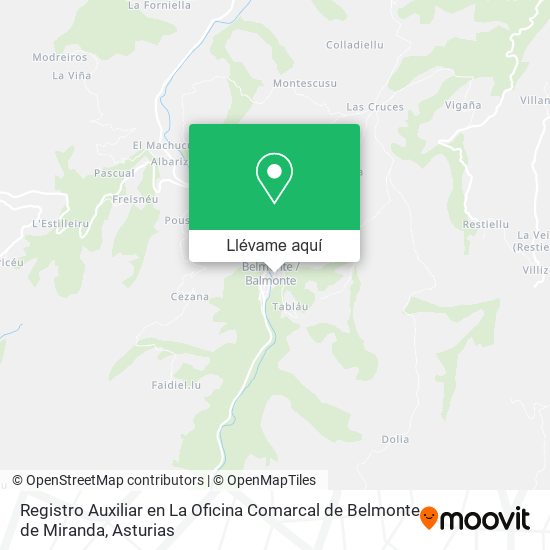 Mapa Registro Auxiliar en La Oficina Comarcal de Belmonte de Miranda