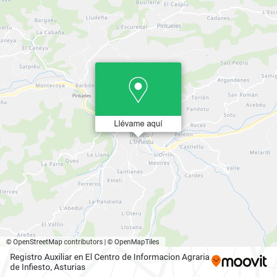 Mapa Registro Auxiliar en El Centro de Informacion Agraria de Infiesto