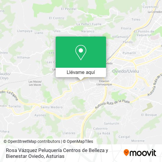 Mapa Rosa Vázquez Peluquería Centros de Belleza y Bienestar Oviedo