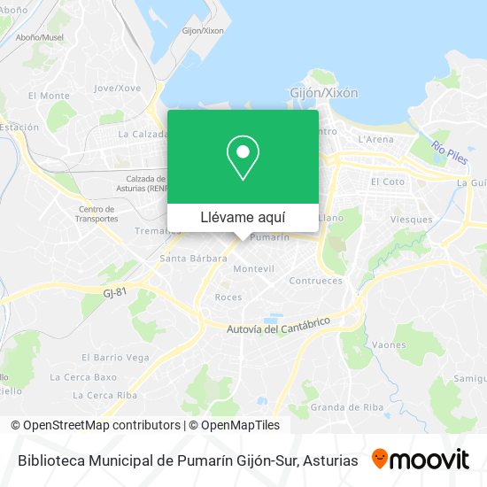 Mapa Biblioteca Municipal de Pumarín Gijón-Sur
