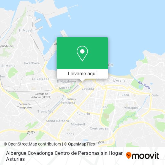 Mapa Albergue Covadonga Centro de Personas sin Hogar
