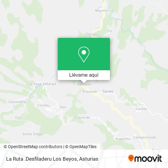 Mapa La Ruta .Desfiladeru Los Beyos