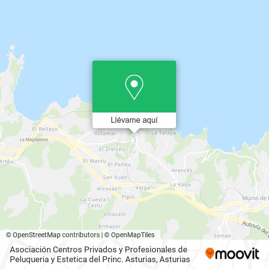 Mapa Asociación Centros Privados y Profesionales de Peluqueria y Estetica del Princ. Asturias