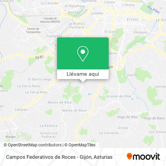 Mapa Campos Federativos de Roces - Gijón