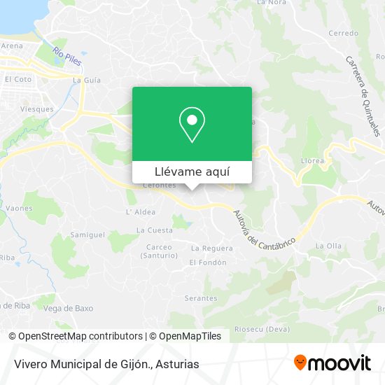 Mapa Vivero Municipal de Gijón.