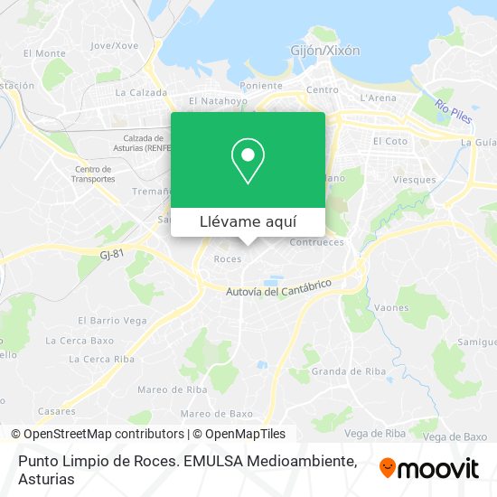 Mapa Punto Limpio de Roces. EMULSA Medioambiente
