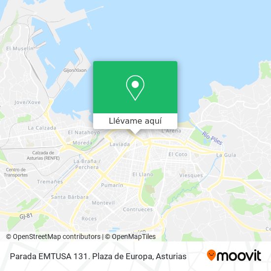 Mapa Parada EMTUSA 131. Plaza de Europa