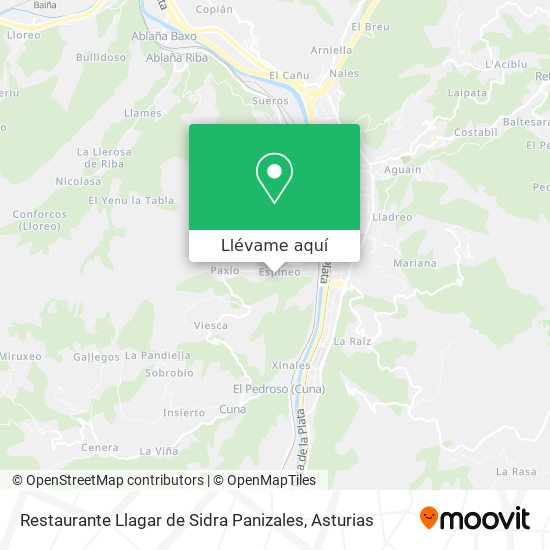 Mapa Restaurante Llagar de Sidra Panizales