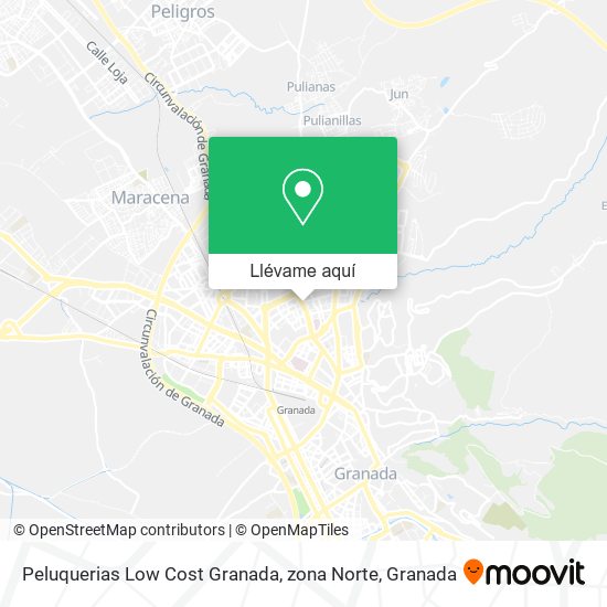 Mapa Peluquerias Low Cost Granada, zona Norte