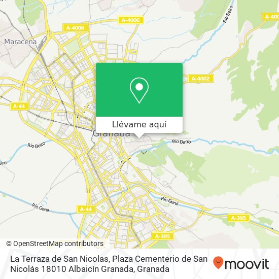 Mapa La Terraza de San Nicolas, Plaza Cementerio de San Nicolás 18010 Albaicín Granada
