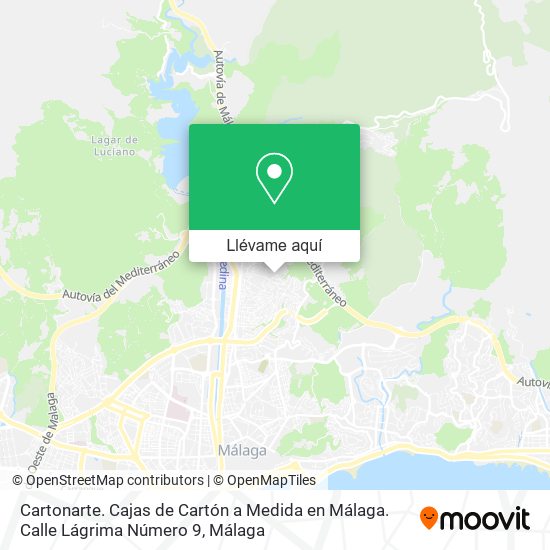 Mapa Cartonarte. Cajas de Cartón a Medida en Málaga. Calle Lágrima Número 9