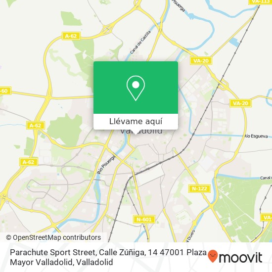 Mapa Parachute Sport Street, Calle Zúñiga, 14 47001 Plaza Mayor Valladolid