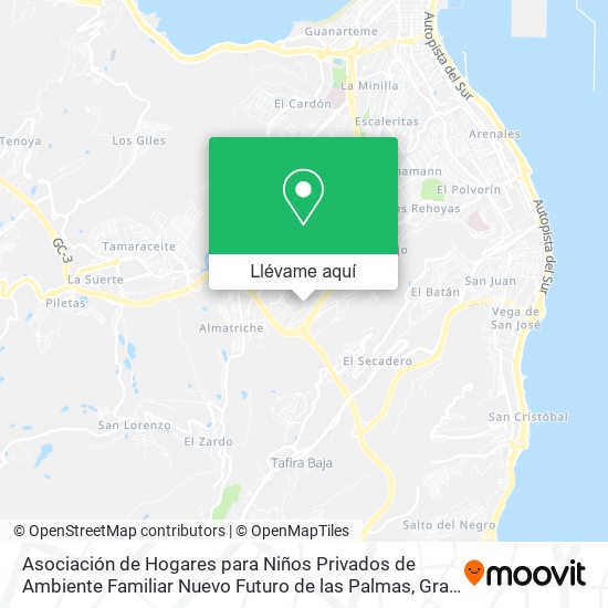 Mapa Asociación de Hogares para Niños Privados de Ambiente Familiar Nuevo Futuro de las Palmas