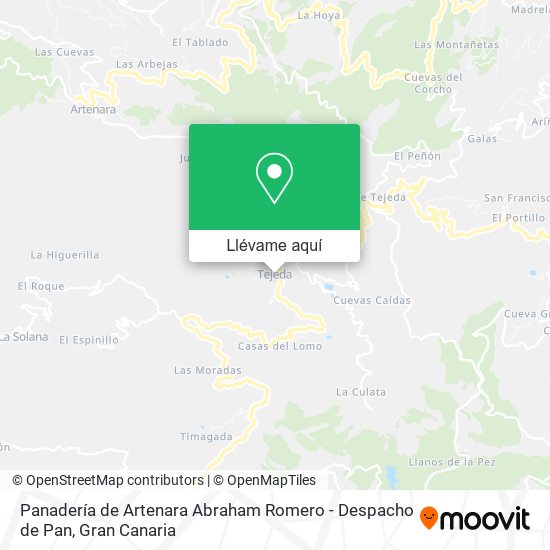 Mapa Panadería de Artenara Abraham Romero - Despacho de Pan