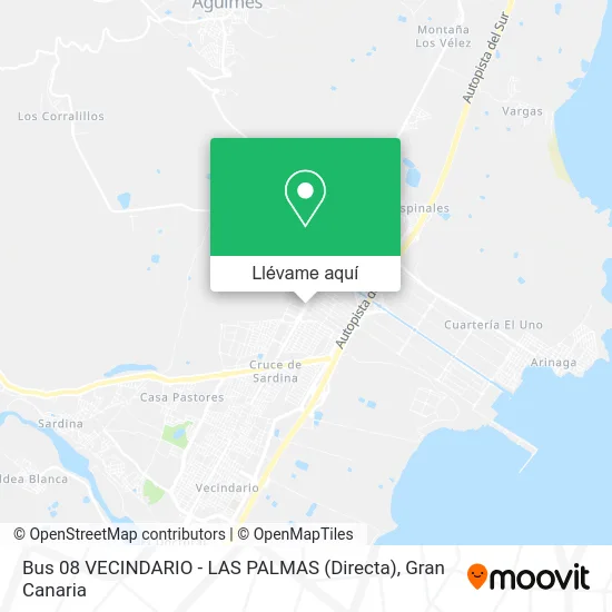 Mapa Bus 08 VECINDARIO - LAS PALMAS (Directa)