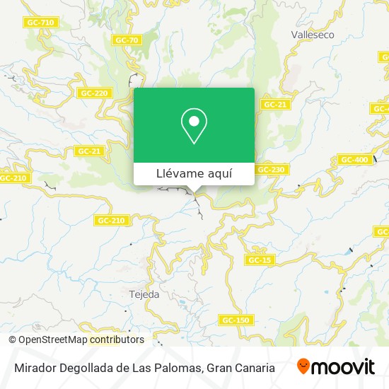 Mapa Mirador Degollada de Las Palomas