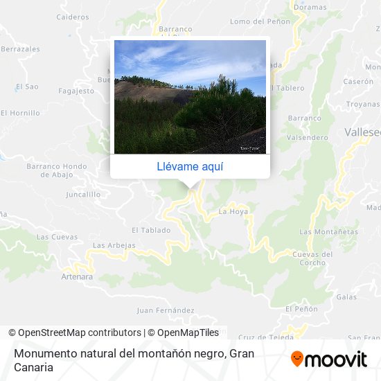 Mapa Monumento natural del montaňón negro