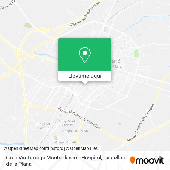 Mapa Gran Vía Tárrega Monteblanco - Hospital