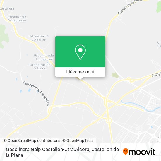 Mapa Gasolinera Galp Castellón-Ctra.Alcora