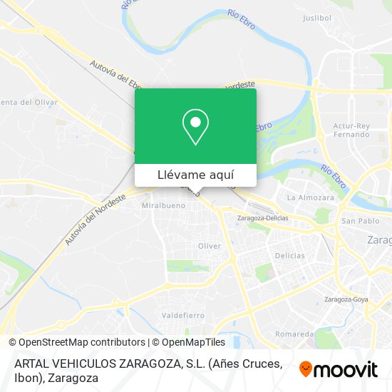 Mapa ARTAL VEHICULOS ZARAGOZA, S.L. (Añes Cruces, Ibon)