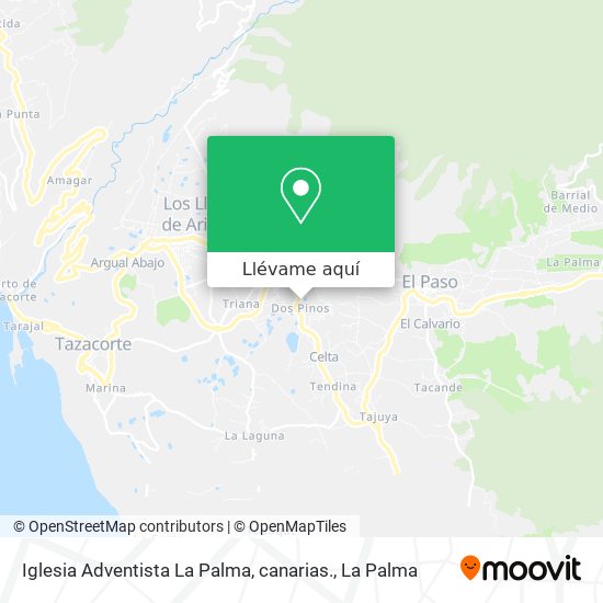 Mapa Iglesia Adventista La Palma, canarias.