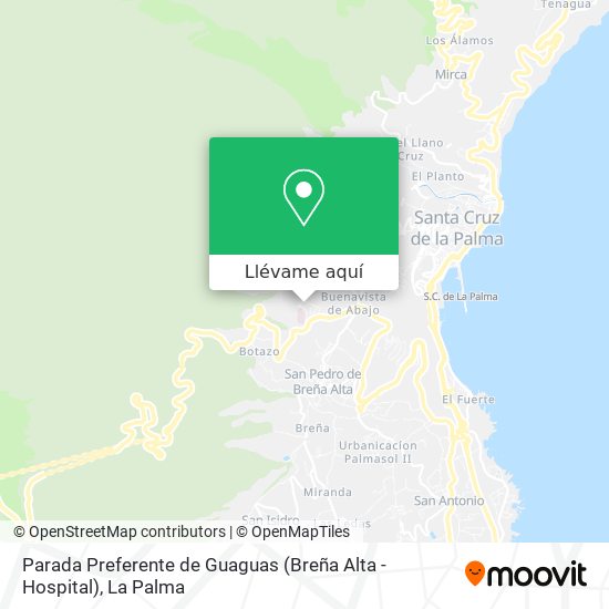 Mapa Parada Preferente de Guaguas (Breña Alta - Hospital)
