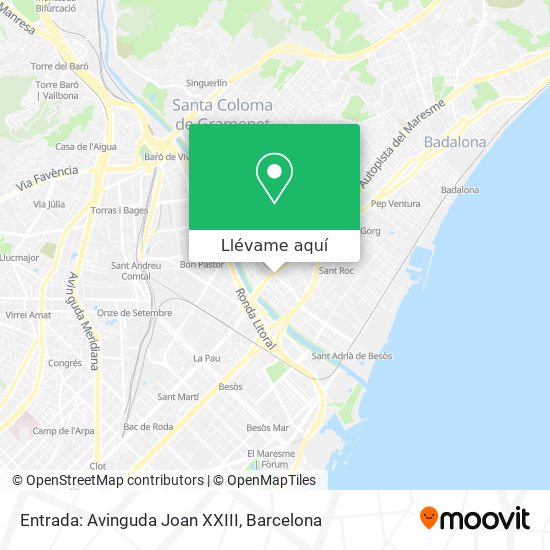 Mapa Entrada:  Avinguda Joan XXIII