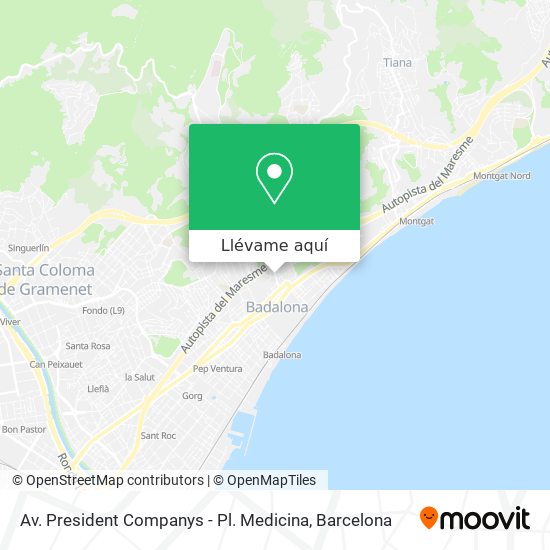 Mapa Av. President Companys - Pl. Medicina
