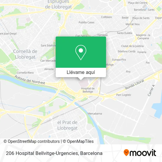 Mapa 206 Hospital Bellvitge-Urgencies
